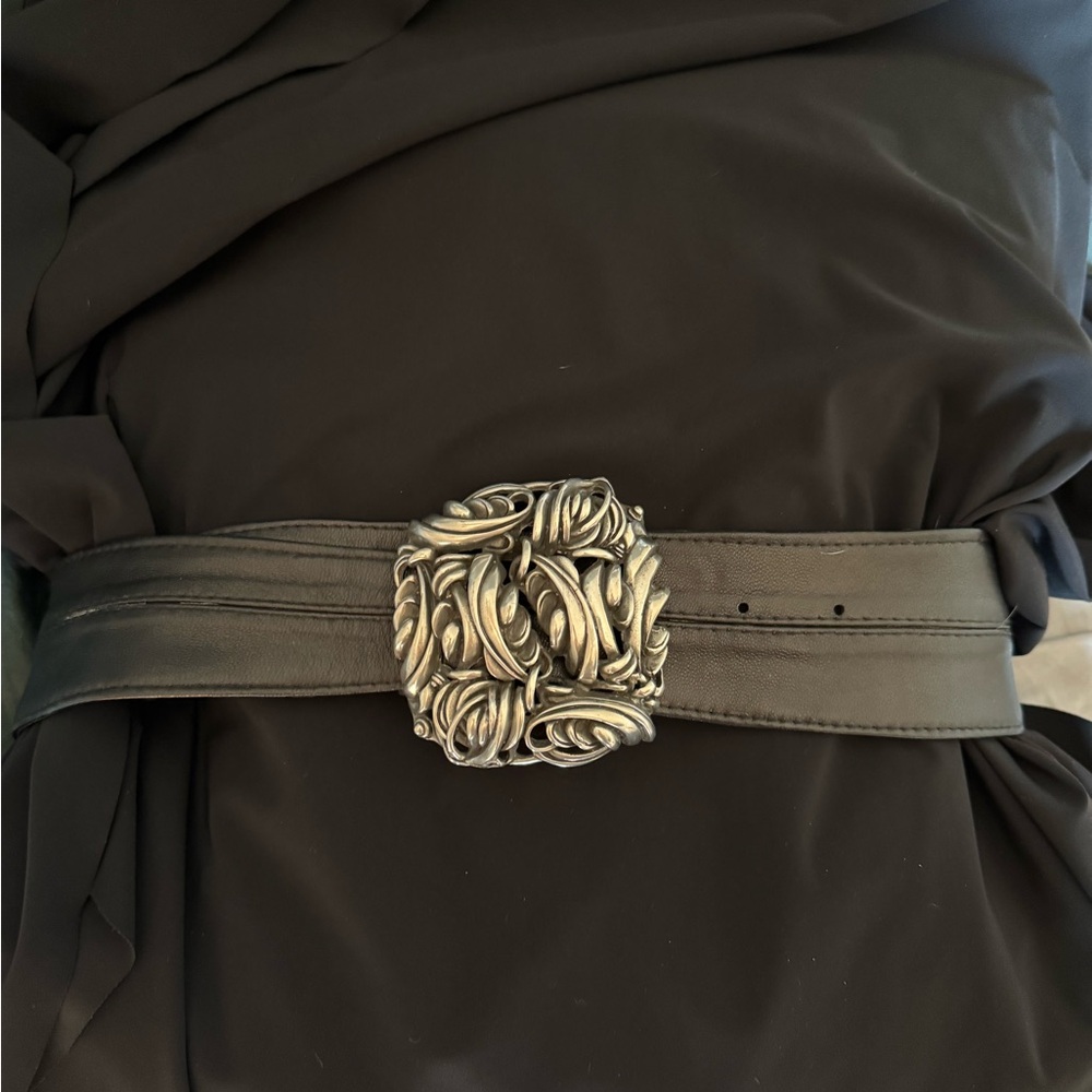 Leather Belt with Silver Buckle